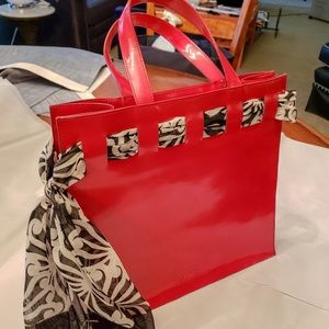 Paloma Picasso Red Patent Leather Tote Handbag